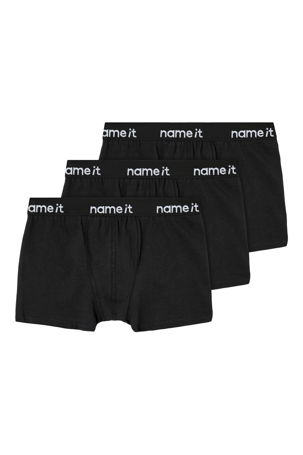 NAME IT KIDS boxershort NKMBOXER - zwart (set van 3)