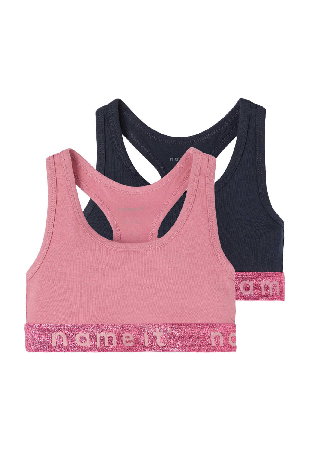 NAME IT KIDS bh top - roze/donkerblauw (set van 2)