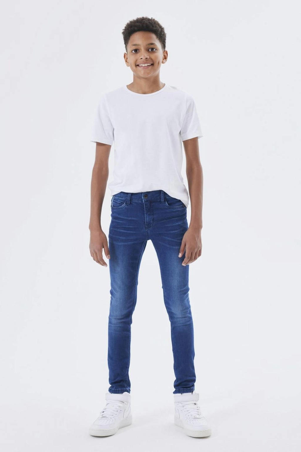 NAME IT KIDS slim fit jeans NKMTHEO dark blue denim