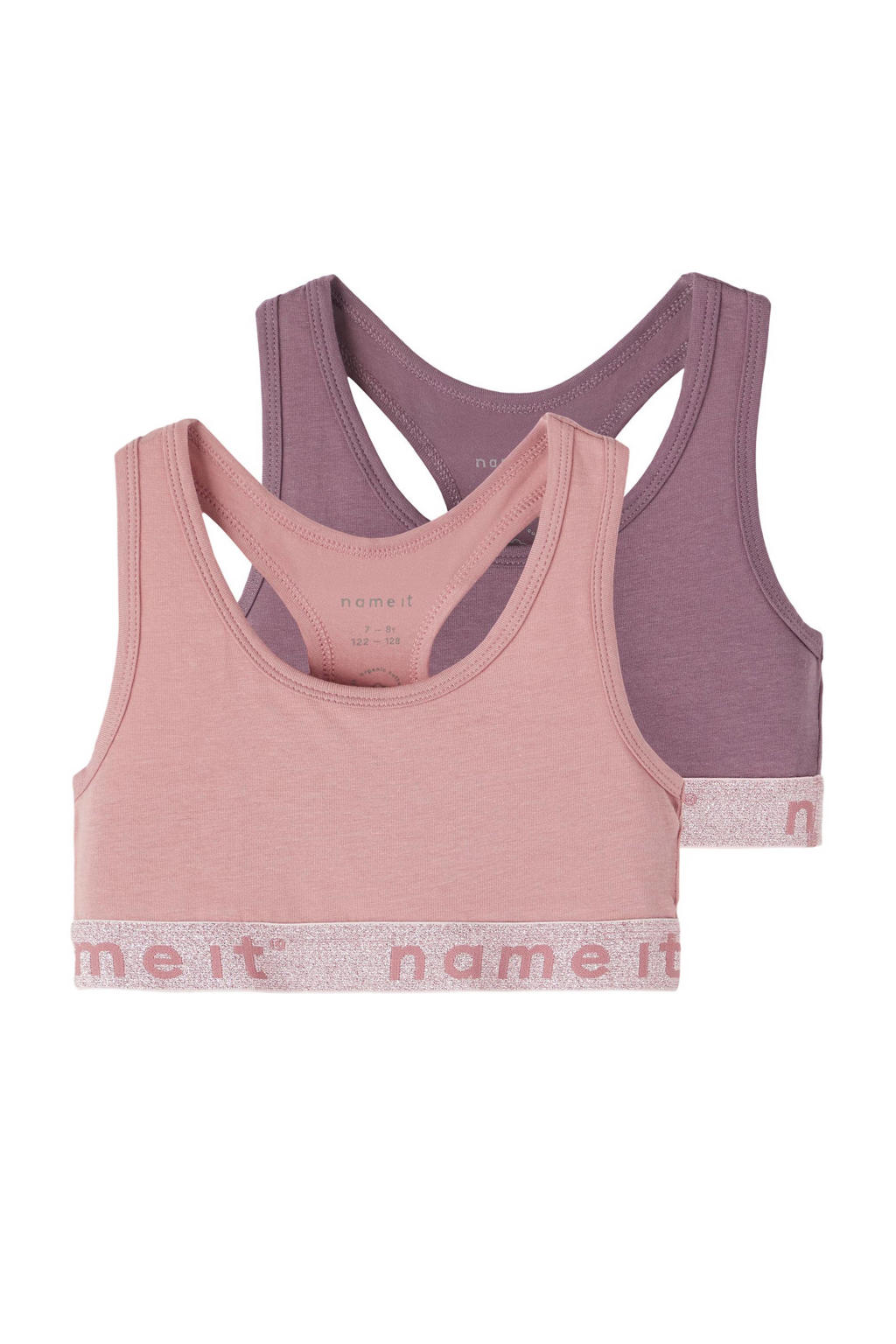 NAME IT KIDS bh top - roze/paars (set van 2)
