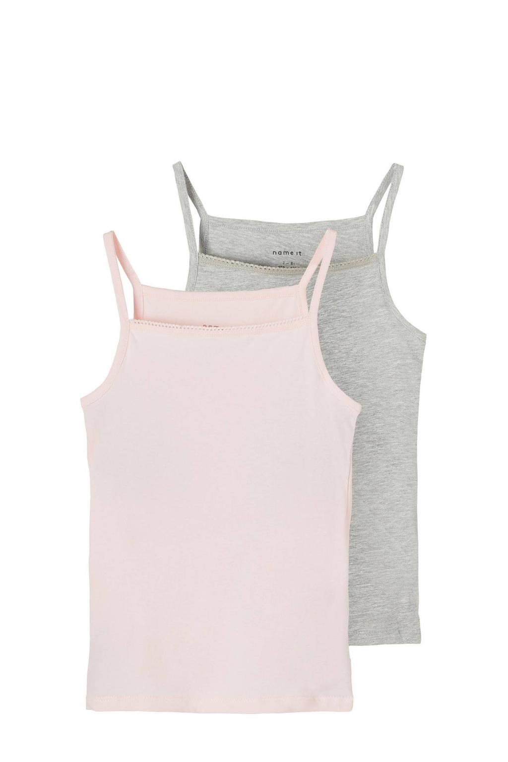 NAME IT KIDS hemd NKFSTRAP - lichtroze/grijs melange