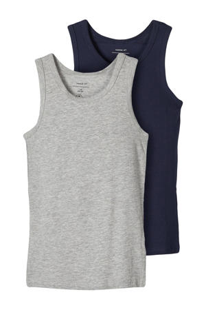 hemd NKMTANK - grijs melange/donkerblauw (set van 2)
