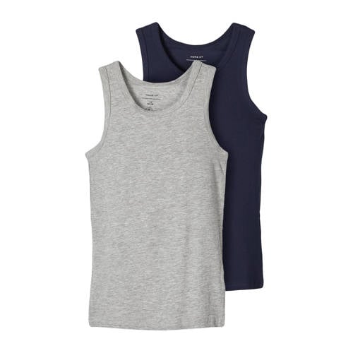 NAME IT KIDS hemd NKMTANK - set van 2 grijs melange/donkerblauw afbeelding