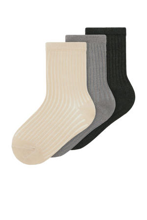 sokken - set van 3 creme/lichtgrijs/donkergroen