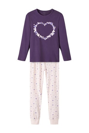 pyjama NKFNIGHTSET met all over print paars/lichtroze