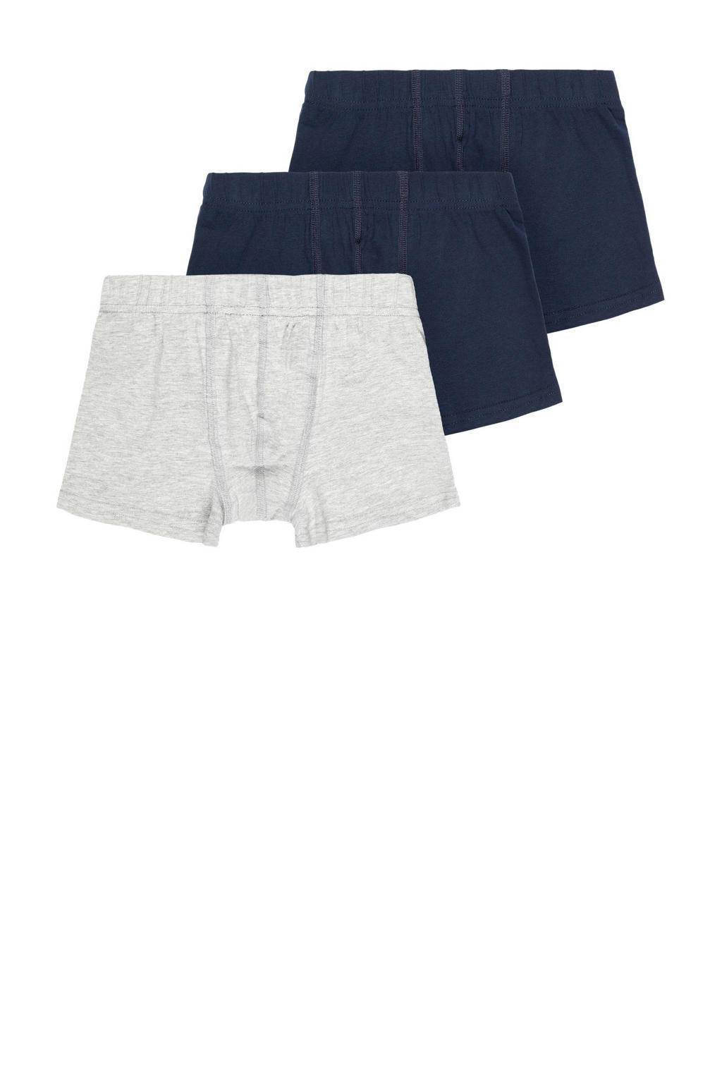 NAME IT KIDS boxershort - grijs melange/donkerblauw (set van 3)