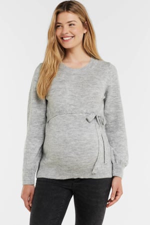 zwangerschapstrui MLNEWANNE van gerecycled polyester grijs melange