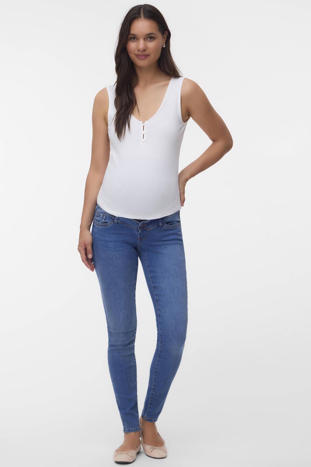 MAMALICIOUS slim fit zwangerschapsjeans MLMILA medium blue denim