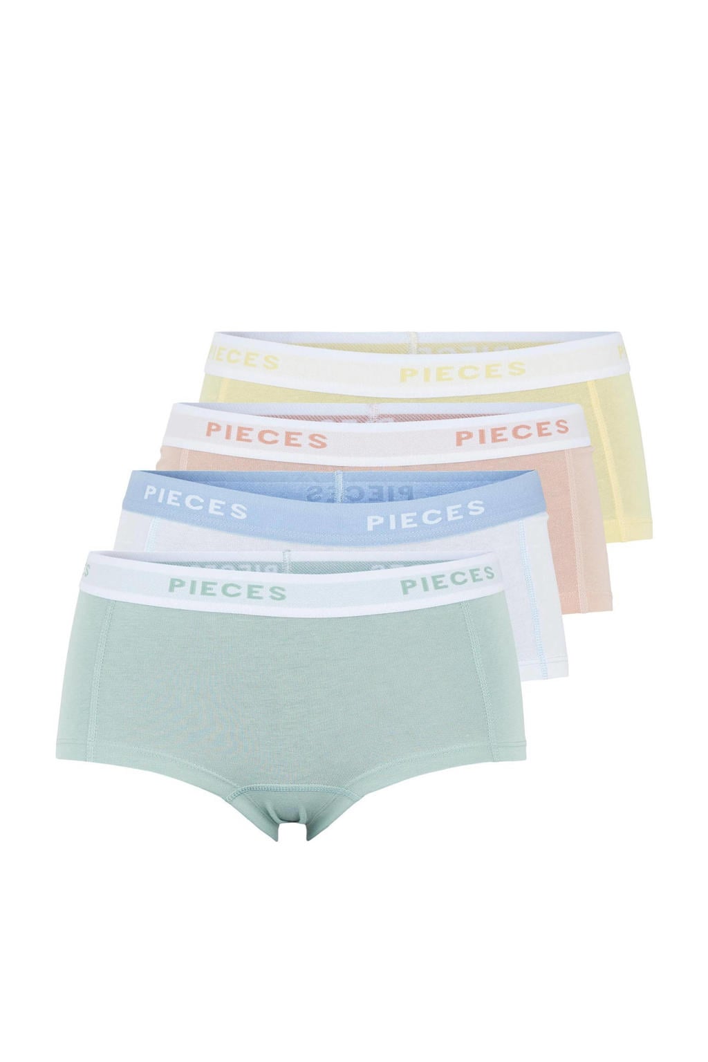 PIECES boxershort PCLOGO (set van 4) groen/geel/roze/wit