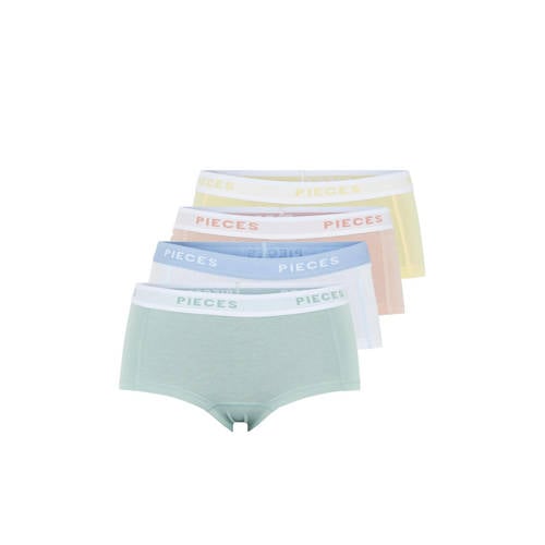 PIECES short PCLOGO (set van 4) groen/geel/roze/wit afbeelding