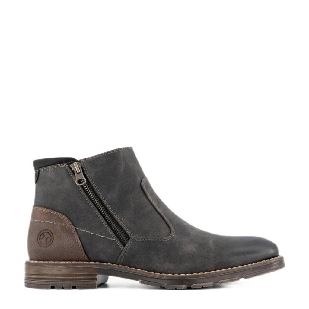 Grijze heren AM SHOE Am Shoe chelsea boots van imitatieleer/ voering: textiel met ritssluiting