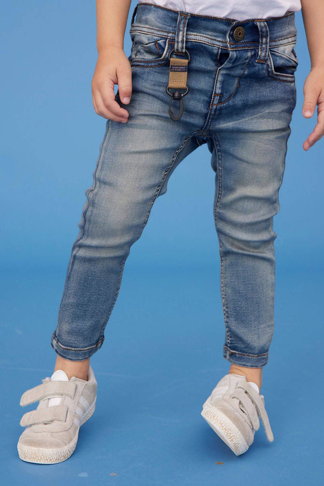 MINI slim fit jog denim NMMTHEO dark blue denim wehkamp Jongens Kleding Broeken & Jeans Jeans Slim Jeans 