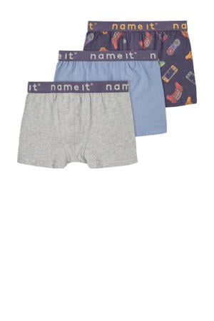   boxershort NKMBOXER - set van 3 grijsblauw/grijs melange/blauw