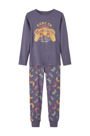   pyjama NKMNIGHTSET met all over print grijsblauw/oranje/groen