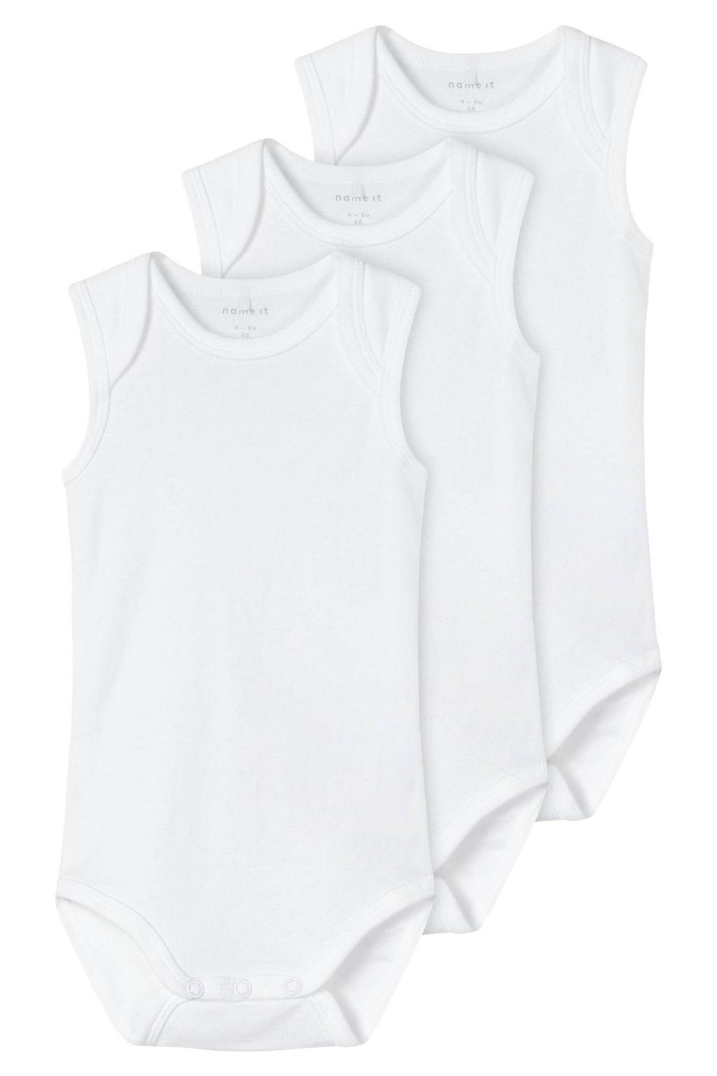 NAME IT BABY romper NBNBODY - wit (set van 3)