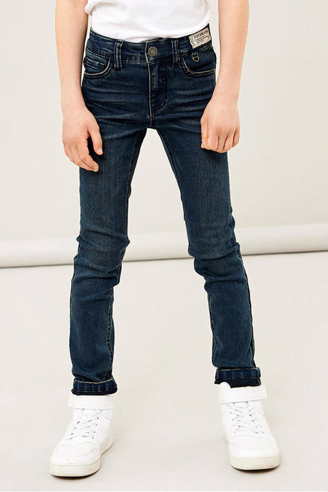 stoel slijtage metaal NAME IT KIDS skinny jeans NKMPETE dark blue denim | wehkamp