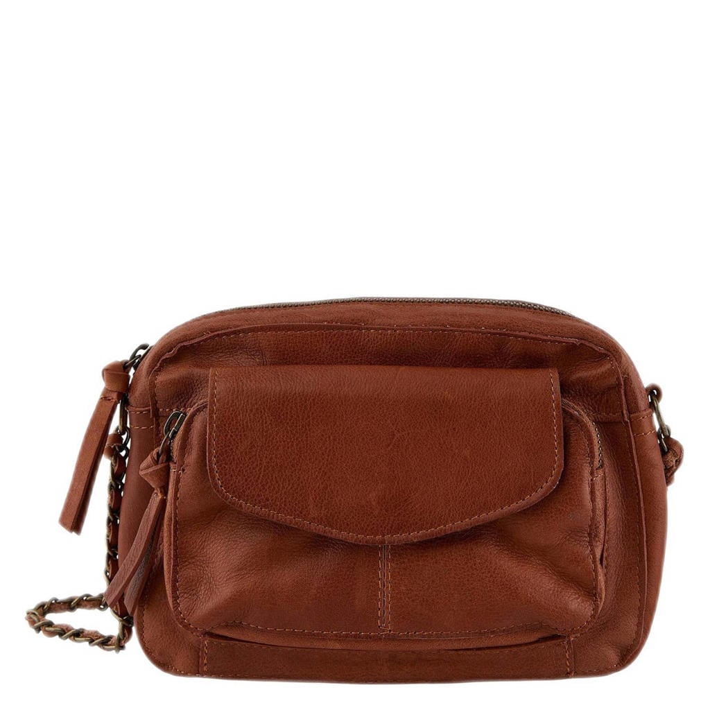 PIECES leren crossbody tas PCNAINA bruin
