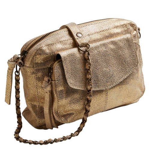 PIECES leren crossbody tas PCNAINA goud afbeelding