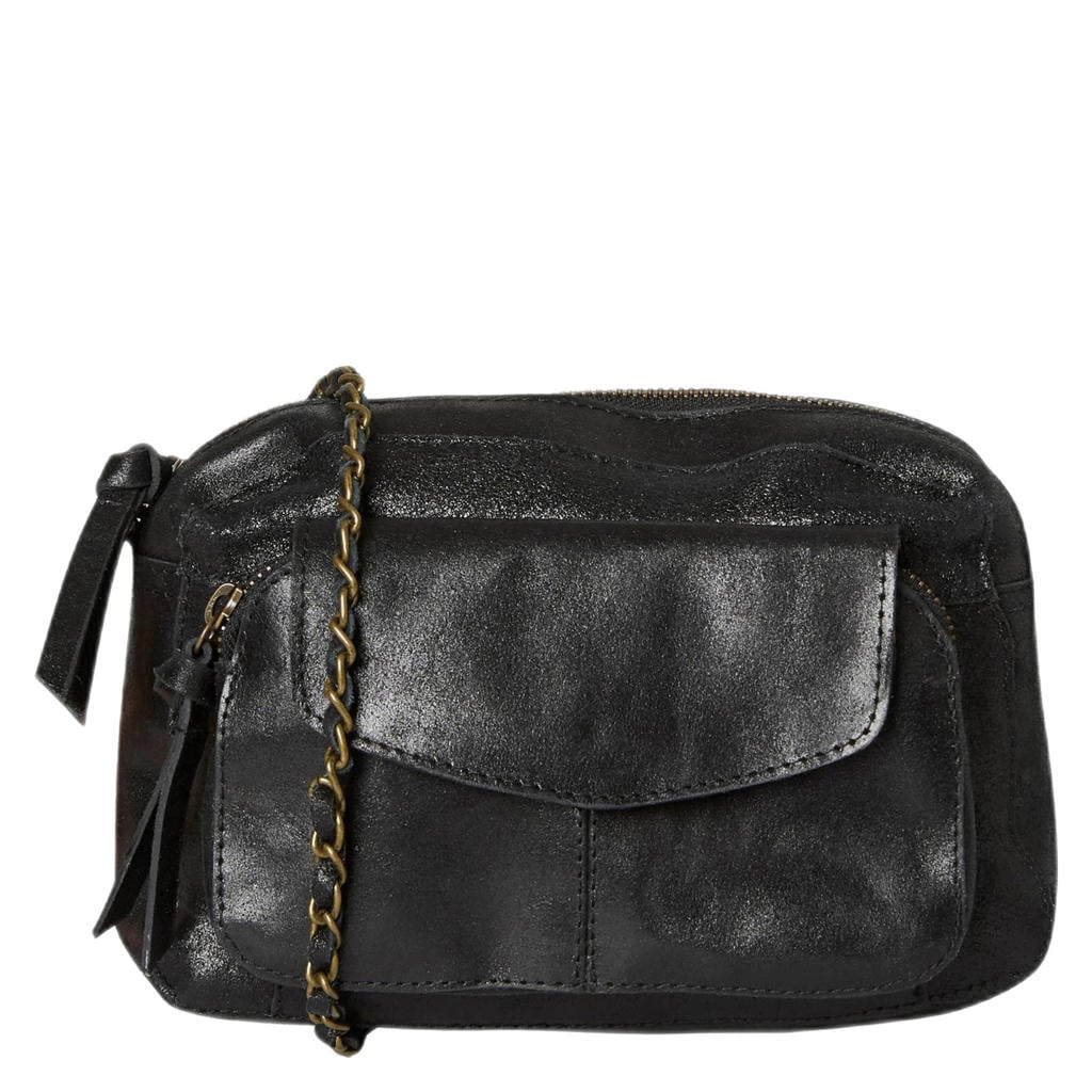PIECES leren crossbody tas PCNAINA zwart