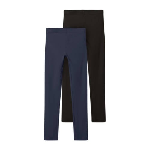 NAME IT KIDS legging - set van 2 donkerblauw/zwart afbeelding
