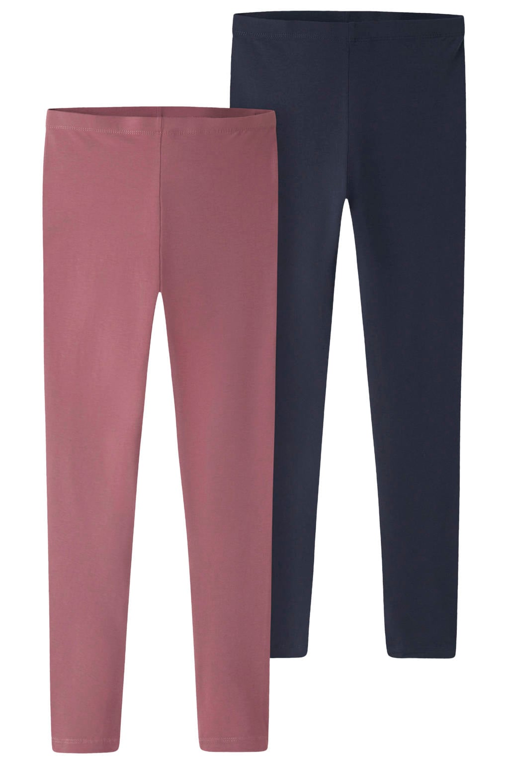 Set van 2 paarse meisjes NAME IT KIDS legging donkerroze van stretchkatoen met slim fit, regular waist en effen