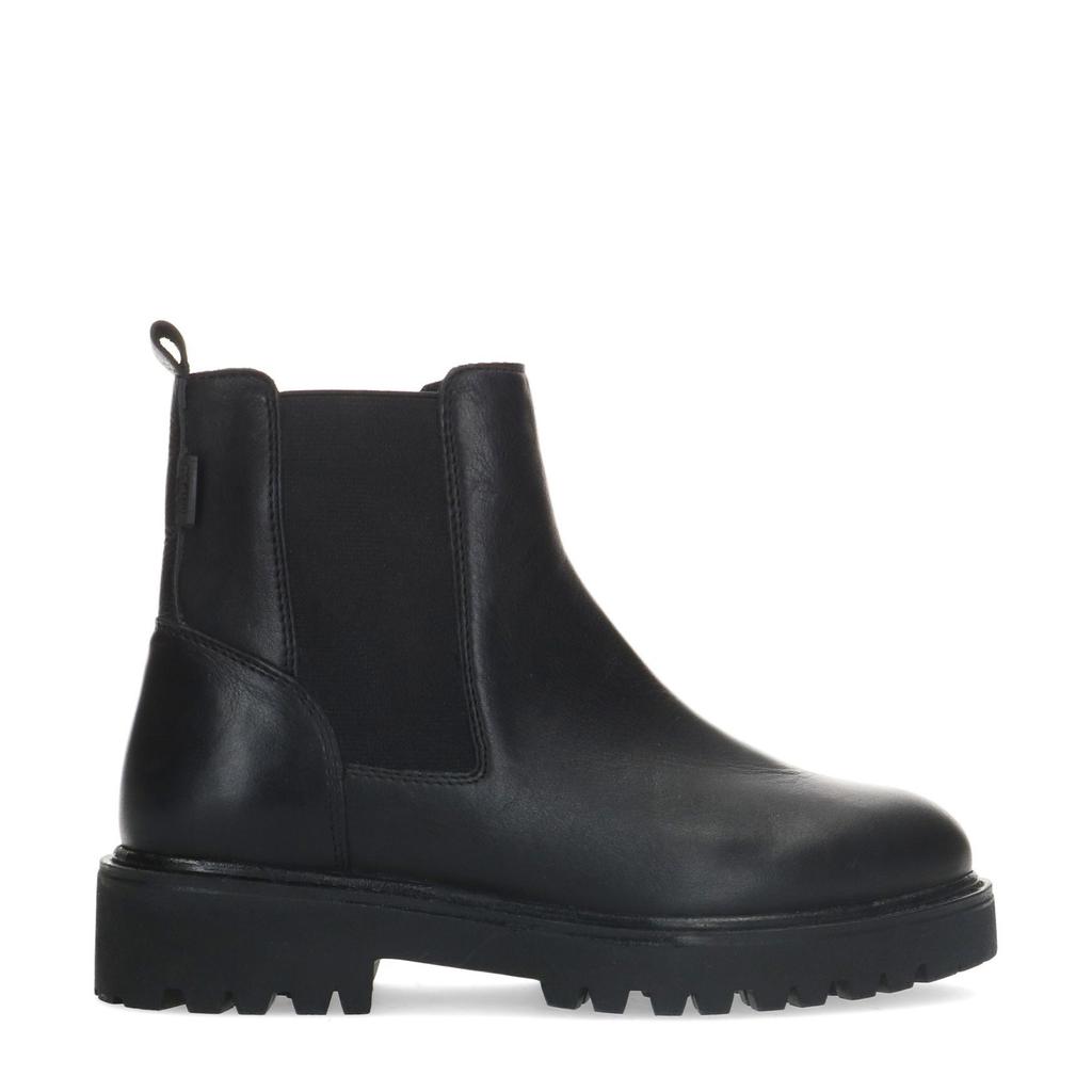 Zwarte dames Manfield leren enkelboots met ritssluiting