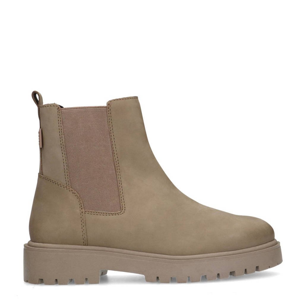 Manfield   leren chelsea boots taupe
