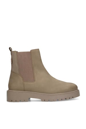 leren enkelboots taupe