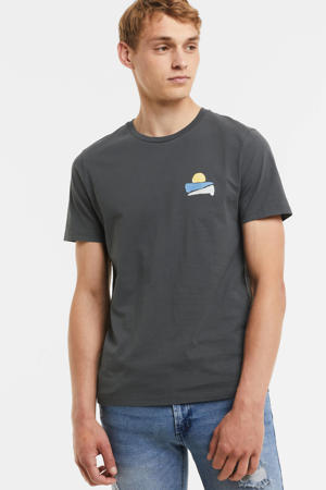T-shirt JAAMES SUNSETS van biologisch katoen graphite