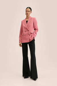 Roze dames Mango blazer van polyester met lange mouwen, reverskraag en knoopsluiting