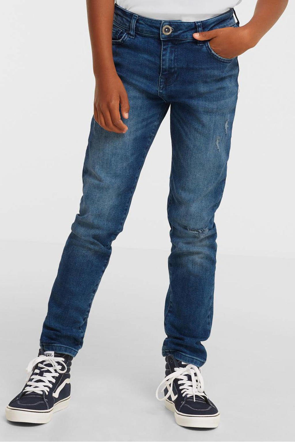 Donkerblauwe jongens Cars loose fit jeans van denim met regular waist en rits- en knoopsluiting