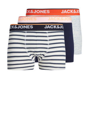   boxershort JACDAVE - set van 3 wit/donkerblauw/grijs melange