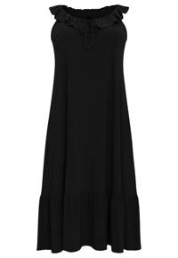 Yoek A-lijn midi jurk DOLCE van travelstof zwart
