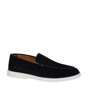 suède loafers donkerblauw