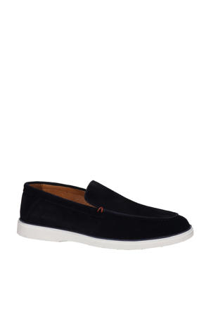 suède loafers donkerblauw
