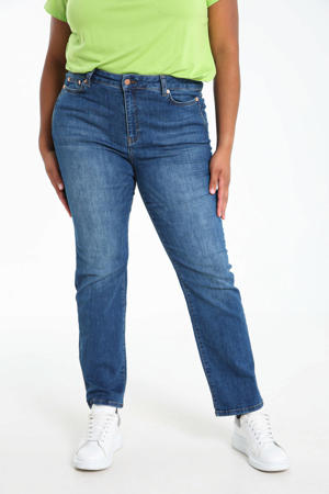 high waist slim fit jeans donkerblauw