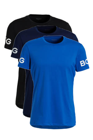   sport T-shirt zwart/donkerblauw/kobaltblauw - set van 3