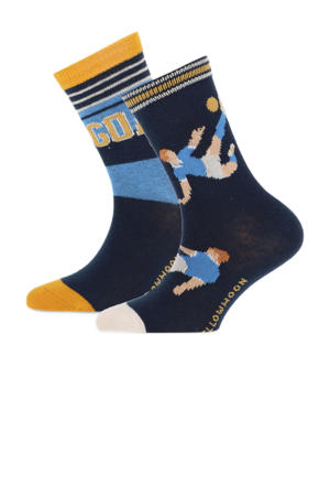 sokken met print - set van 2 donkerblauw