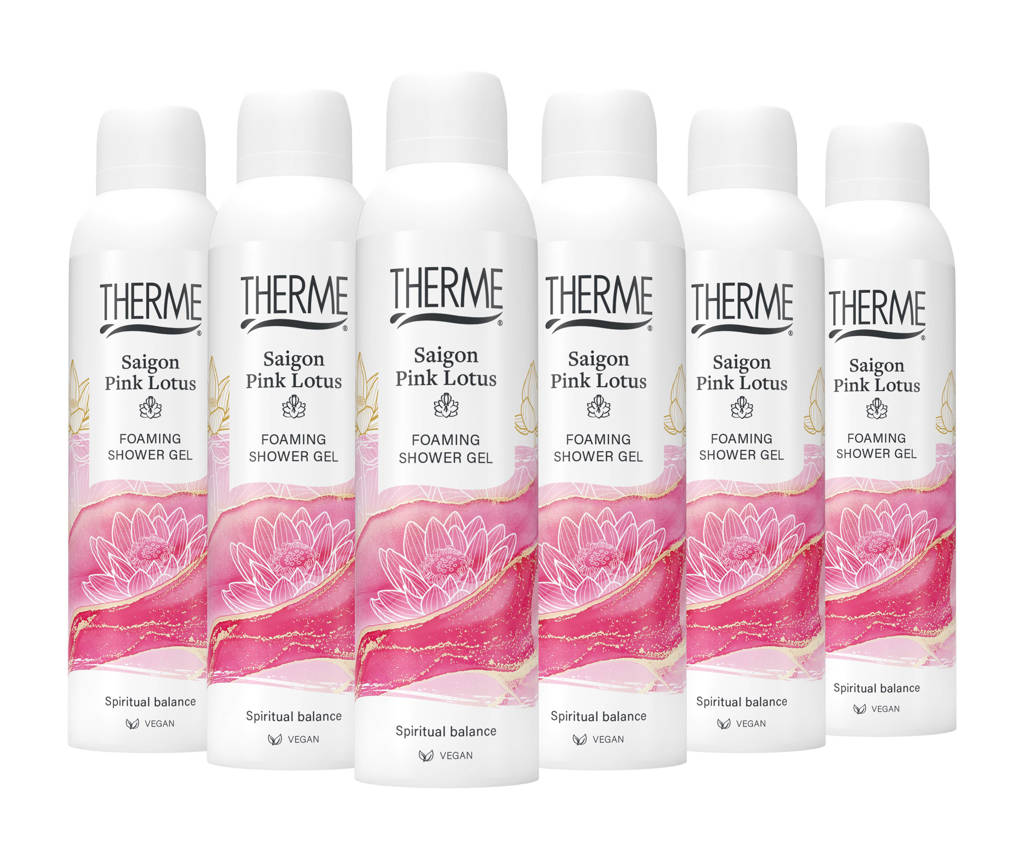 Therme Saigon Pink Lotus schuimende douchegel - 6 x 200 ml - voordeelverpakking