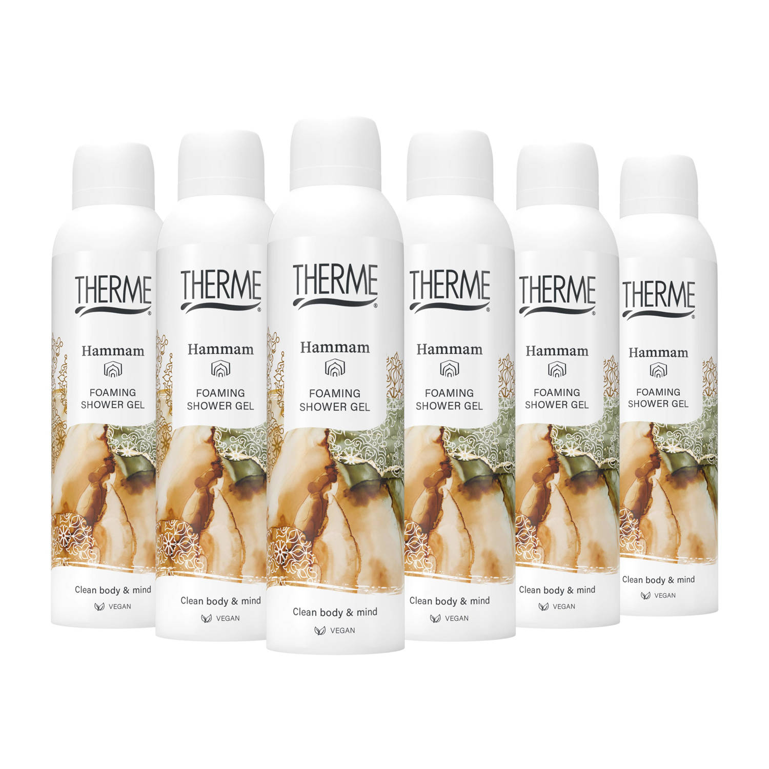 Therme Hammam Foaming Shower Mousse 6 x 200 ml Voordeelverpakking