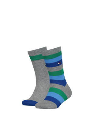 gestreepte sokken - set van 2 grijs/groen