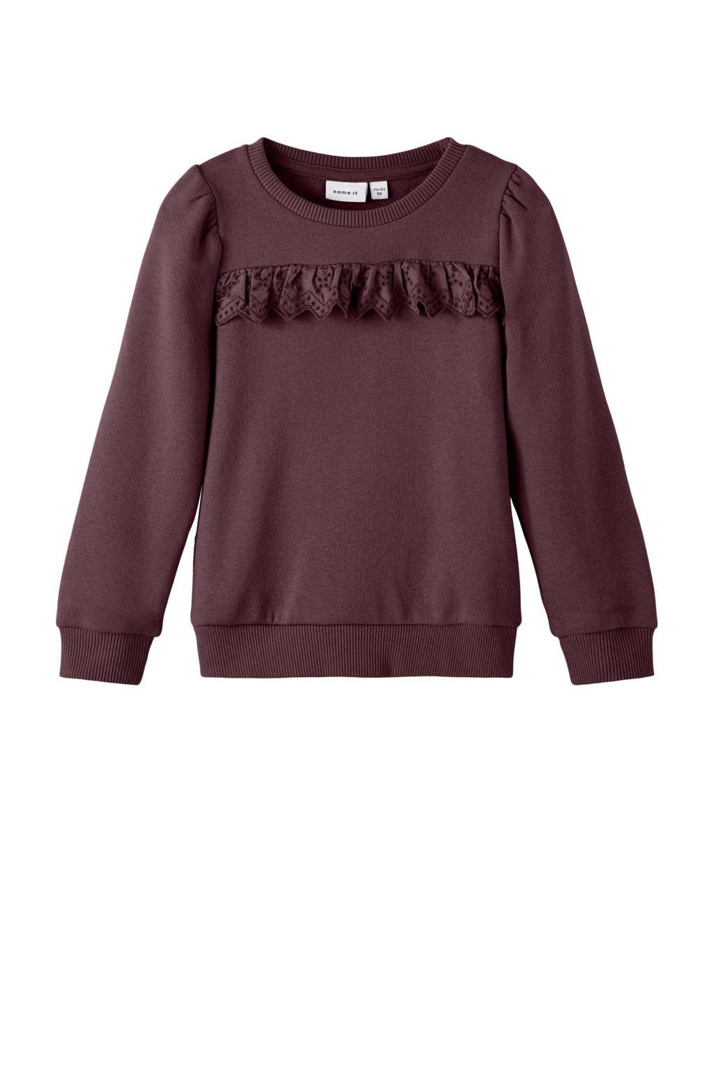 NAME IT MINI sweater NMFNOLLY met ruches aubergine