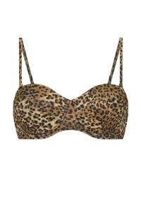 Hunkemöller strapless push-up bikinitop Leopard met panterprint bruin/zwart