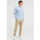 WE Fashion linnen slim fit overhemd lichtblauw