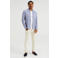 WE Fashion linnen slim fit overhemd blauw