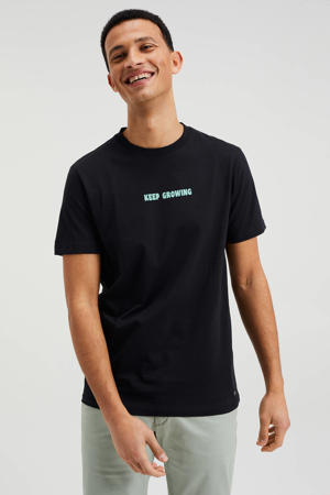 regular fit T-shirt met tekst zwart