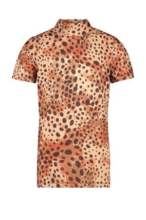 T-shirt Ashi met dierenprint bruin/lichtbruin