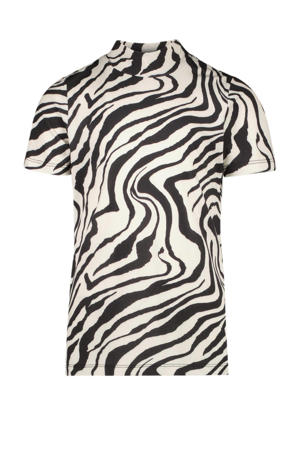 T-shirt met zebraprint zwart/ecru