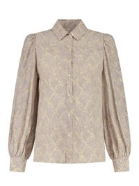 Fifth House blouse Spencer met dierenprint en plooien zand/ geel