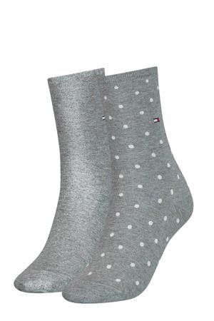 sokken met stippen - set van 2 grijs